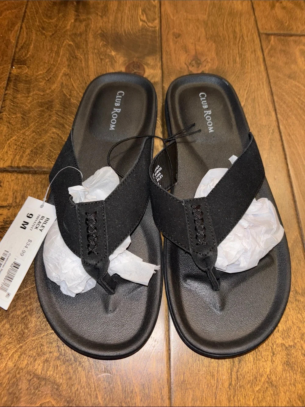 Club Room Men's Padded Riley Flip-Flops in Black